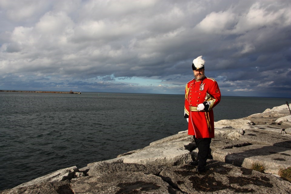 Collingwood Town Crier Ken Templeman while preparing for the Nov. 11 evening service to commemorate the end of the First World War in 2018.