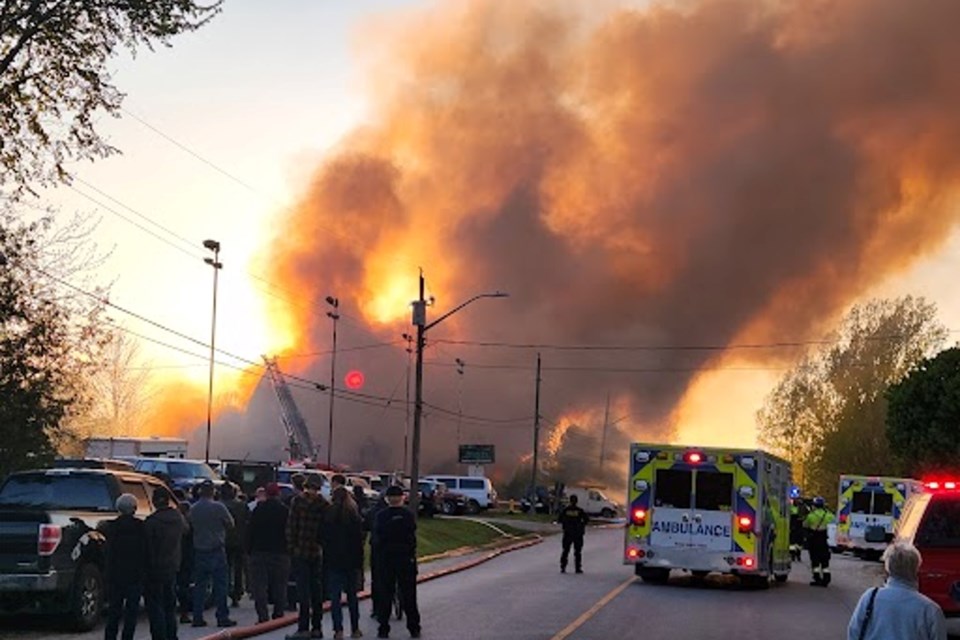 Drivers should avoid the west end of Meaford at Highway 26 where a fire burned down Johnny B’s Automotive and Car Care on May 25. The road remains closed.