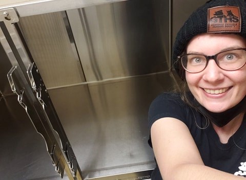 Jessica Molter, cat care coordinator shows the empty kennels at Georgian Triangle Humane Society