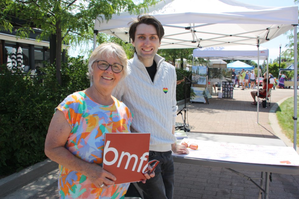Susan Cook and Nathaniel Rose of the Blue Mountain Foundation for the Arts welcomed people to the Collingwood Summer Art Market, which will run every Saturday in July and August from 10 a.m. to 3 p.m.
