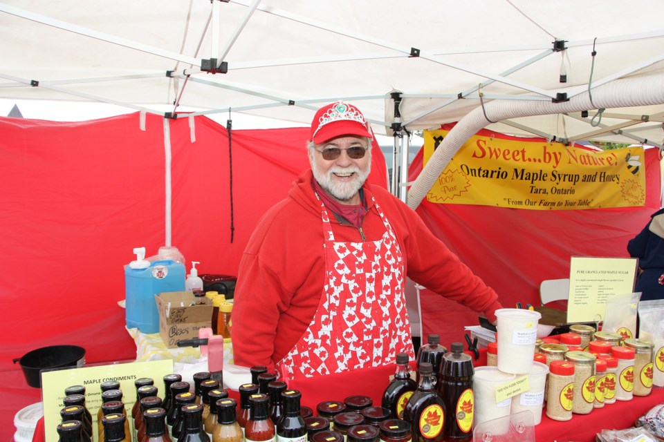 Nick Bereznick of Sweet by Nature made sure to pay tribute to the royal wedding on Saturday at the opening of the Collingwood Farmers' Market. Erika Engel/ Collingwood Today