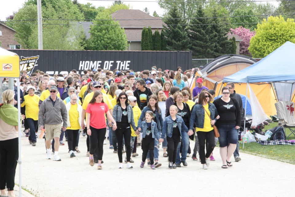 Hundreds were participating in the opening ceremonies and first lap of the Collingwood Relay for Life. Erika Engel/CollingwoodToday