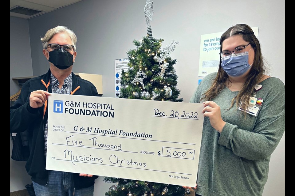 Musicians Christmas raised $5,000 for the Collingwood General and Marine Hospital Foundation. Pictured are Paul Young and Shania Paterson.
