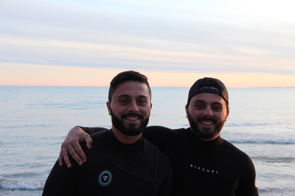To compensate for not being able to train in a pool, Jake and Josh Burella are preparing for their second long distance swim by suiting up at sunrise and acclimatizing their body to the frigid temperatures of Georgian Bay. Maddie Johnson for CollingwoodToday