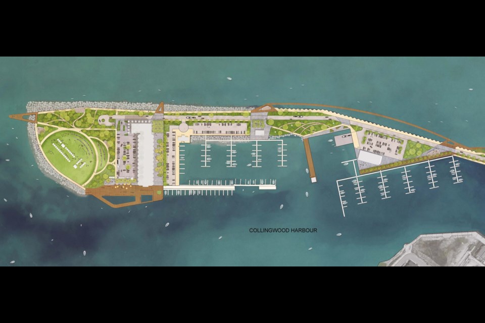 A map of the overall plan for the development of the Collingwood Terminals and the Spit, as presented to the public by developer Streetcar Developments Inc. on March 27, 2023.