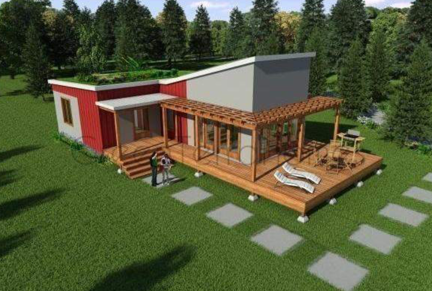 An artist rendering a 'tiny home'. The Employee Village concept proposed creating 23 of these homes that would be approximately 900-square-feet. 