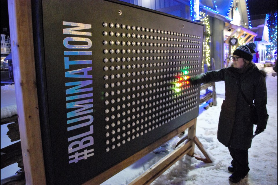 The Light so Bright display acts like a giant Lite Brite as part of the Blumination Dream Trail. Jessica Owen/CollingwoodToday