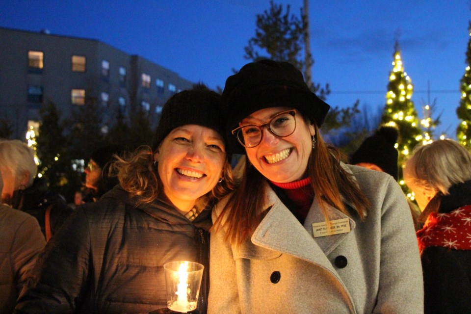 Dr. Alyssa Boyd and Janet Fairbridge were happy with the turnout of the first annual Campbell House lighting ceremony. Maddie Johnson for CollingwoodToday