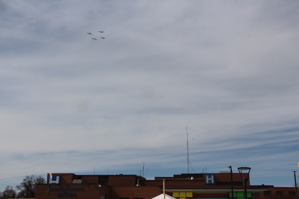 Members of the local aviation community conducted a flyover above the Collingwood Hospital to show their support for front-line workers. Maddie Johnson for CollingwoodToday