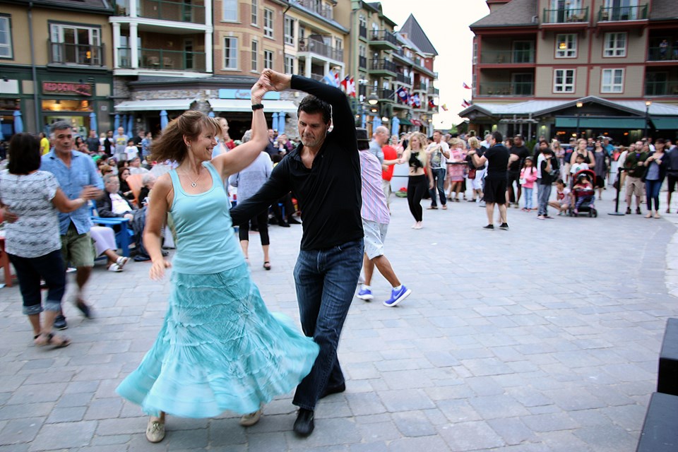 There was lots of room to dance on the cobblestone at Blue Mountain Village during Salsa at Blue on Friday. The festival continues through Sunday, June 24. Erika Engel/CollingwoodToday
