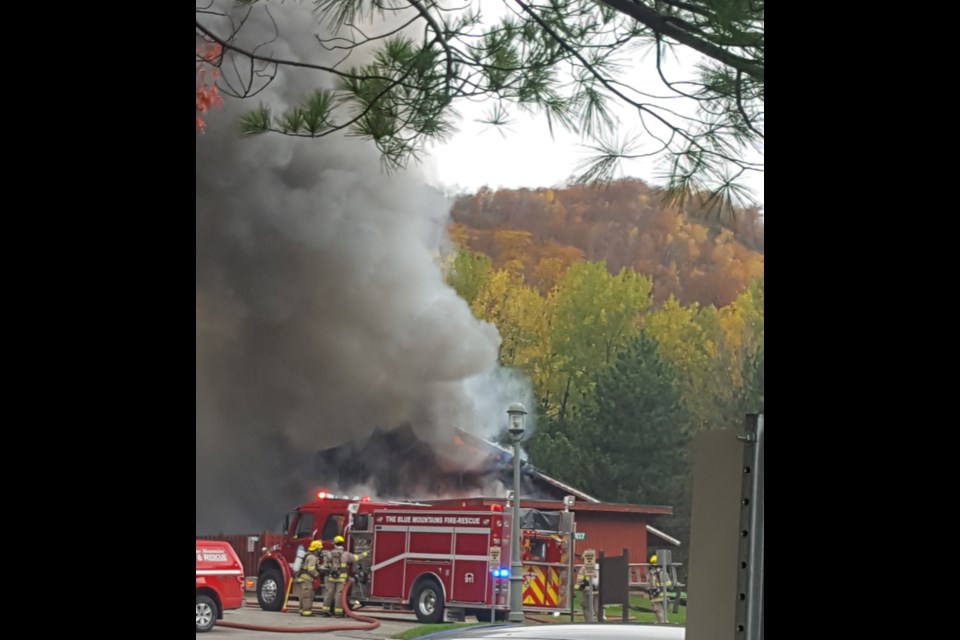 Blue Mountain Fire Department at the scene of a house fire near Jozo Weider Boulevard. Photo contributed by John Webster