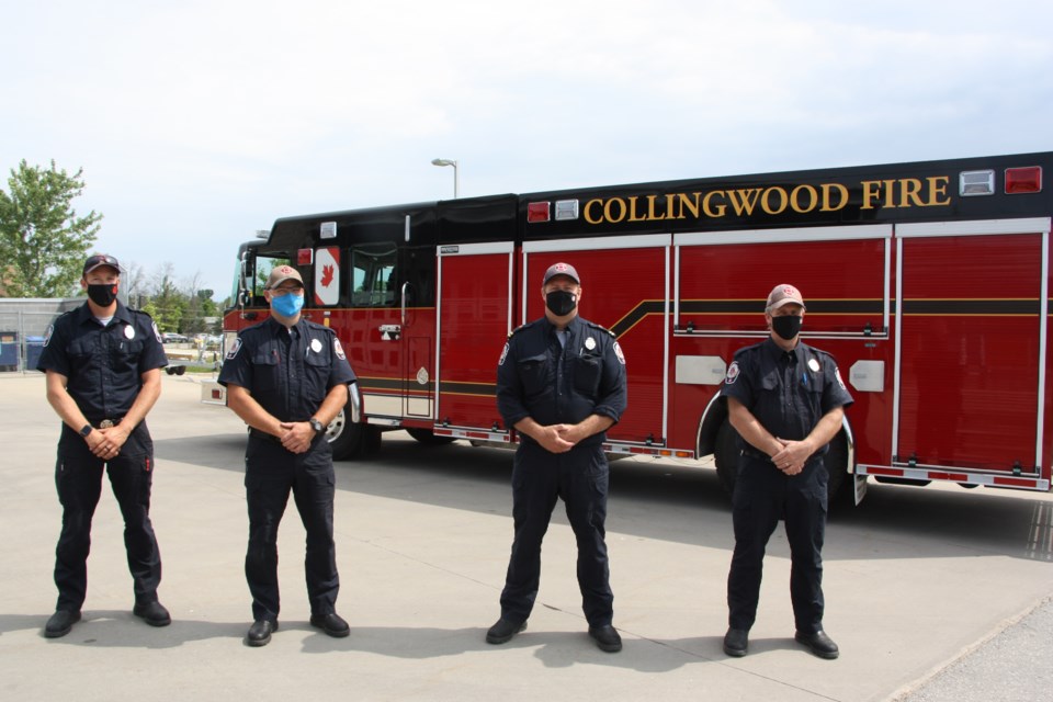 Collingwood firefighters show off the departments newest truck. 