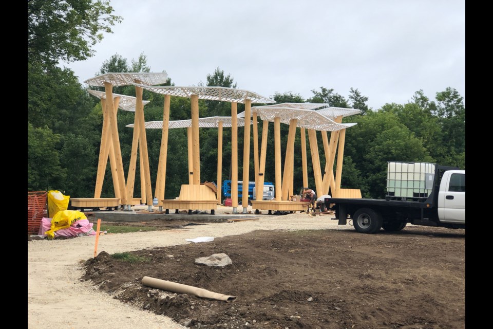 The wood used in the Gathering Circle construction for the towering posts came from an Alaskan Yellow Cedar, which is actually a cypruss tree. Erika Engel/CollingwoodToday
