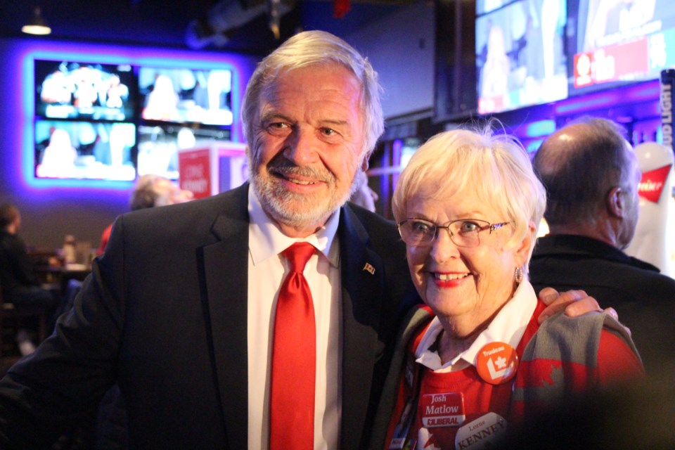 Lorne Kenney at his election night party held at Boston Pizza in Collingwood. Maddie Johnson for CollingwoodToday 
