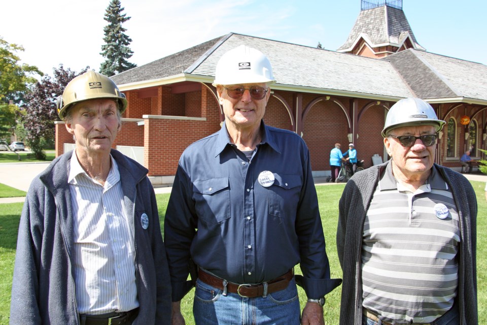 John Taylor, Barry Underdown and Bill Bouregard - all former employees at the Collingwood Shipyards dressed the part for the second-annual Shipyard Social at the Collingwood museum Sept. 8, 2018. Erika Engel/CollingwoodToday 
