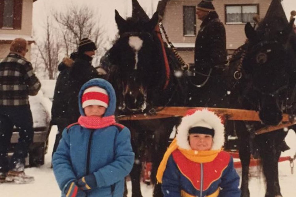 Sacha Talbot and her brother, Shaun, excited for one of Harry's sleigh rides. 