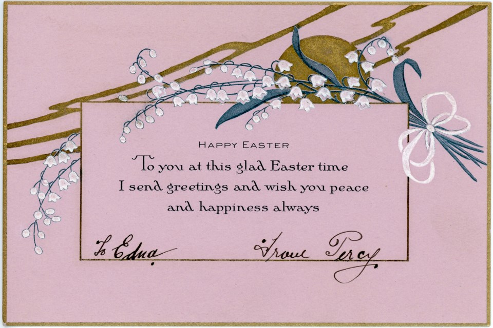 This card was sent to Edna Bendell from a man named Percy in 1926. Photo from the Collingwood Museum Collection 987.19.19a, 987.19.19b