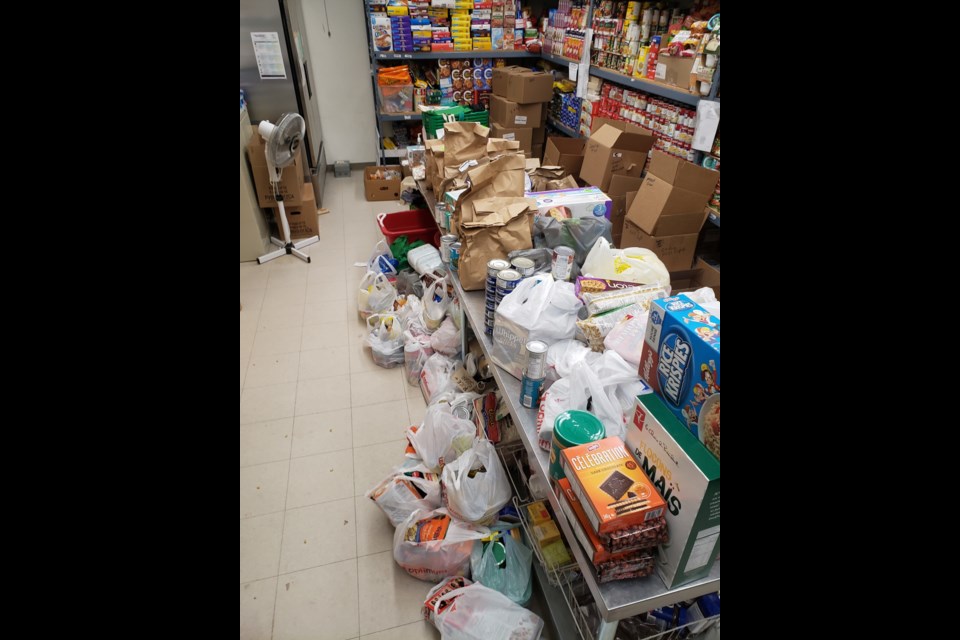 One of three rooms of food donations collected through the annual firefighters' food drive. Contributed photo