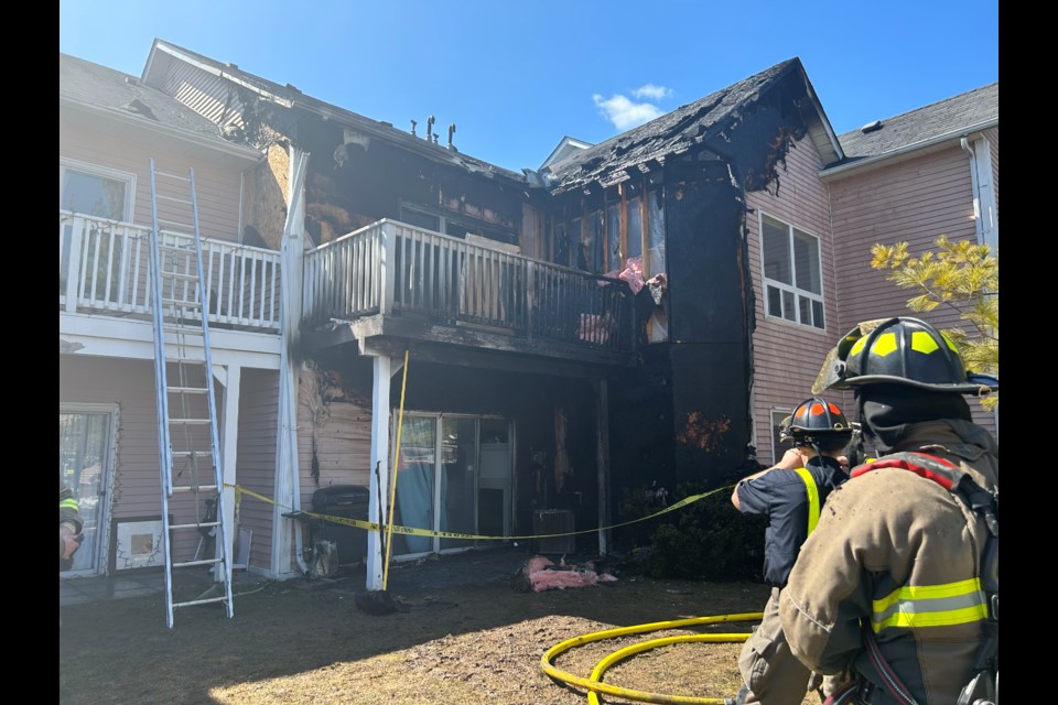 Two units were engulfed in flames when fire crews arrived on the scene of the Fairway Crescent structure fire off Dawson Drive. 