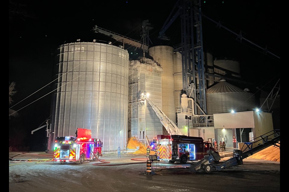 The grain dryer at CollWest Grains was destroyed in a fire Nov. 12. 