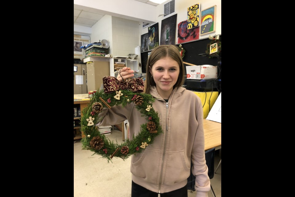 Jayme Long made one of the wreaths delivered to Hospice Georgian Triangle before the holiday break. 