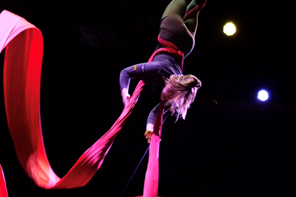 Clara Alex trained as a silks artist at Collingwood Circus Club.