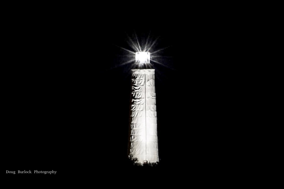 The Nottawasaga Lighthouse Preservation Society installed a temporary light in the local lighthouse to mark the 160th anniversary of the first day it was lit on Nov. 30, 1858. Photo contributed by Doug Burlock Photography