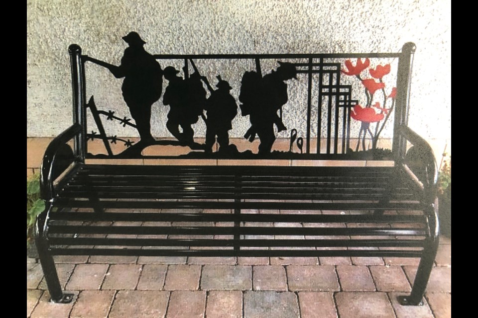 The BIA is placing two of these commemorative benches near the Collingwood cenotaph to mark the 100th anniversary of the First World War. Contributed photo 