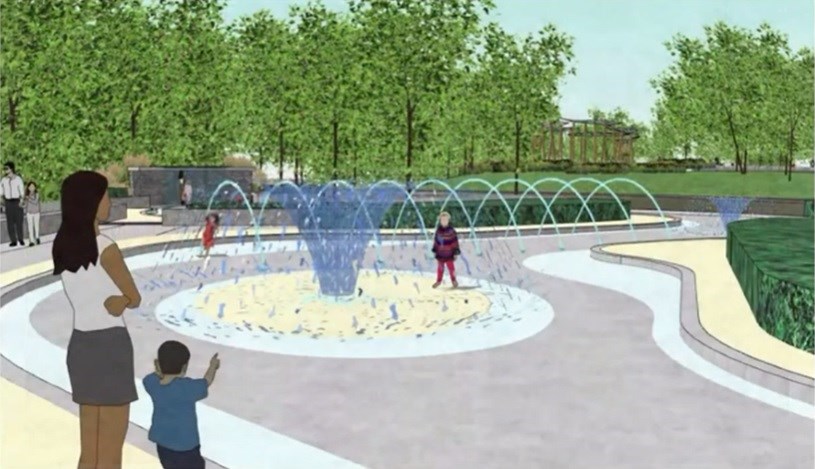 An artist's rendering of the design for the Awen Waterplay Area in Collingwood.