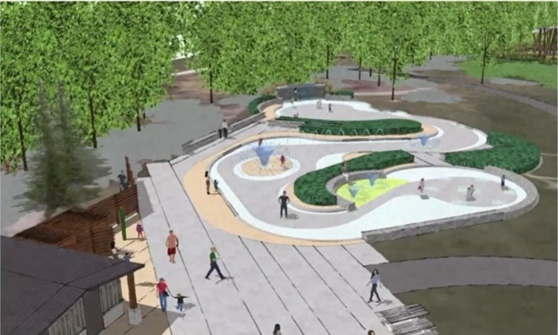 An artist's rendering of the design for the Awen Waterplay Area in Collingwood.