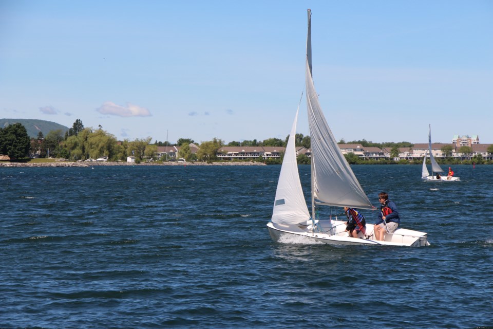 Collingwood Sailing School uses Club 420 boats to take guests out on a learn-to-sail experience during the Canada Day weekend events in Collingwood. Maddie Johnson for CollingwoodToday