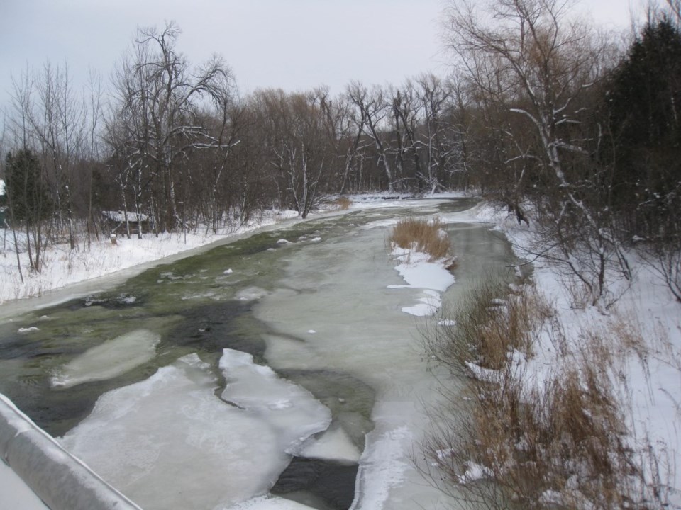 Icy river in the winter