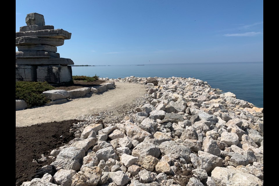The work completed at Sunset point included adding stone to the shoreline around the Inukshuk where there was significant erosion. Contributed photo
