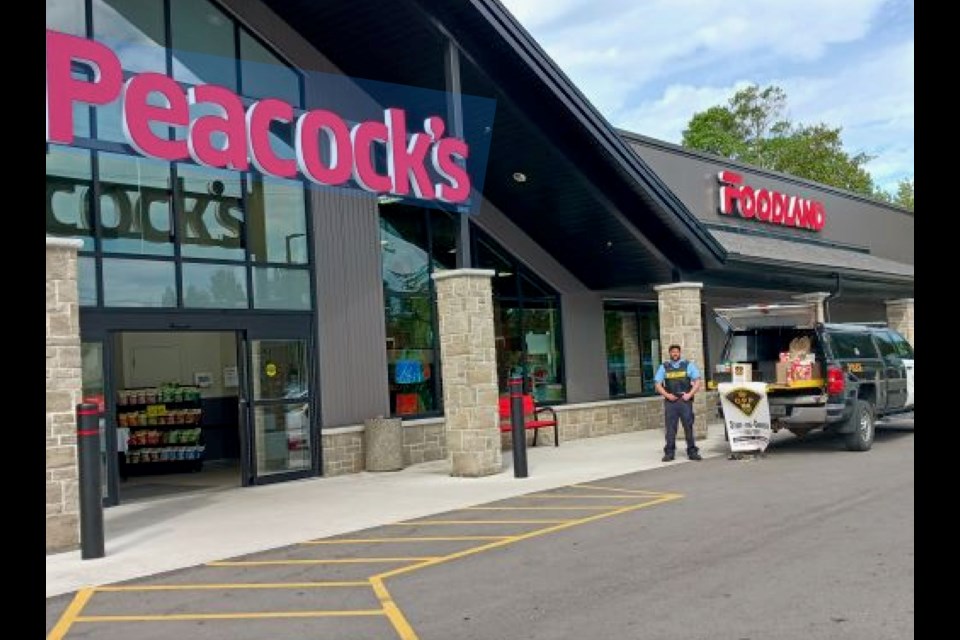 Grey Bruce OPP held a food drive recently at Peacock's Foodland in Tobermory.