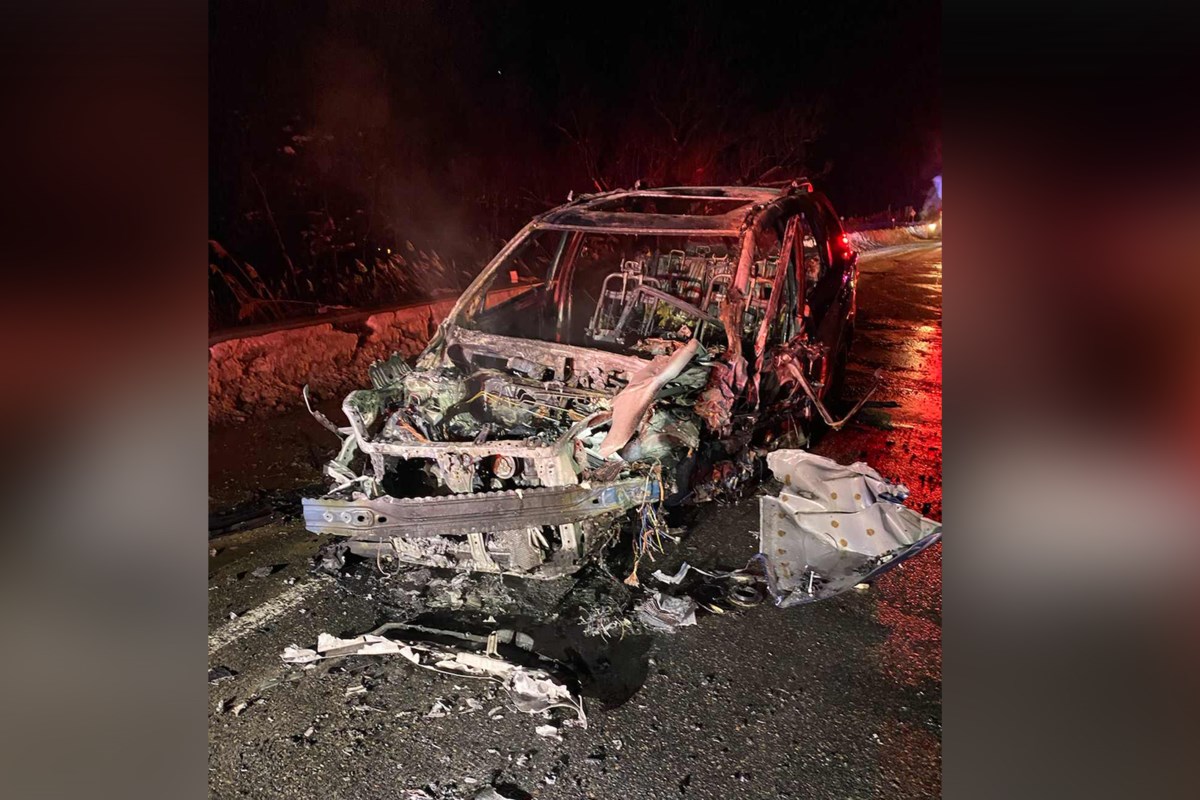 Driver rescued from car on fire after Hwy 26 headon crash