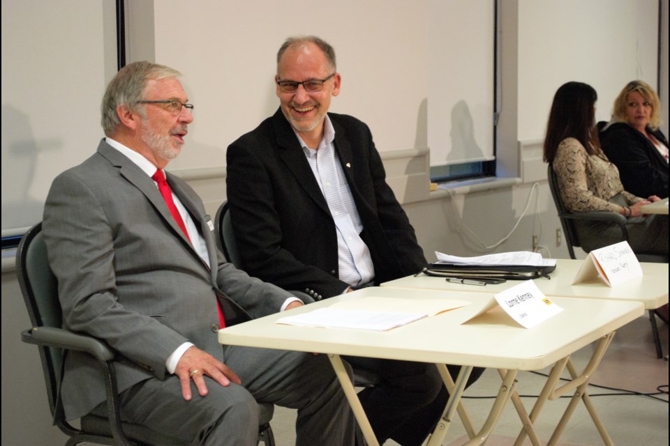 From left, Liberal candidate Lorne Kenney and People's Party of Canada candidate Richard Sommer participated in Collingwood's 100 Debates on the Environment event. Jessica Owen/CollingwoodToday