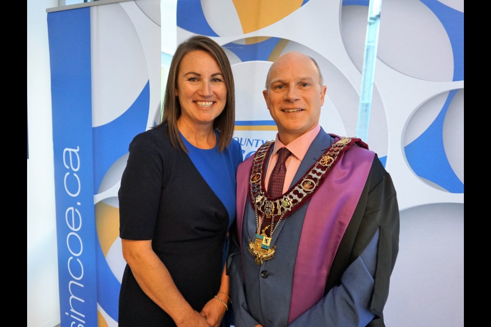 New County of Simcoe Warden Basil Clarke and Deputy Warden Jennifer Coughlin are shown.