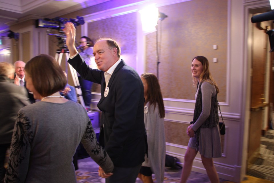 Terry Dowdall enters his election party after being declared winner in Simcoe-Grey. Erika Engel/CollingwoodToday