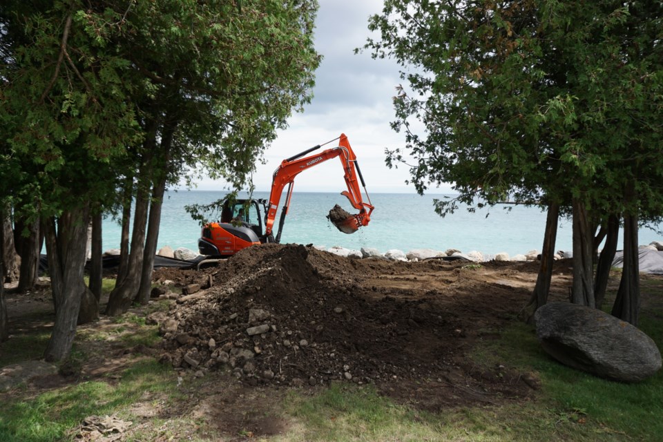 Contractors are on-site working on repairing the shoreline at Little River Beach Park.                                
