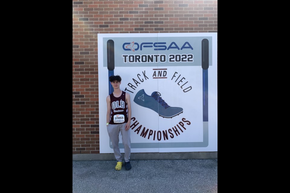Our Lady of the Bay student Declan DiFrangia competed at the recent OFSAA Track and Field Championships.