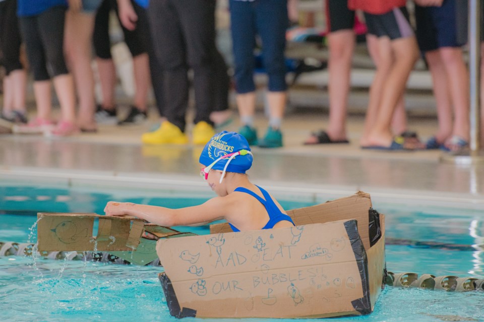 The cardboard races happened on Saturday during the lunch break.
