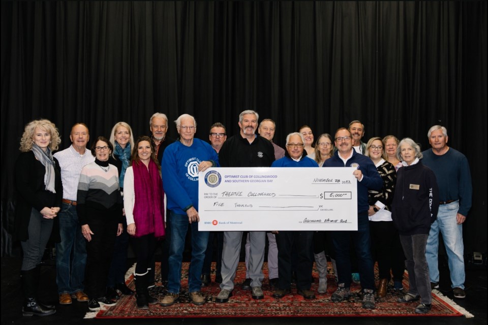 The Collingwood Optimist Club pledged $5,000 to support Theatre Collingwood's children's camp programs. 
