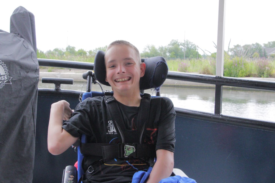Trevor Paul, 14, visited Collingwood with his family this week for a Make a Wish trip. 