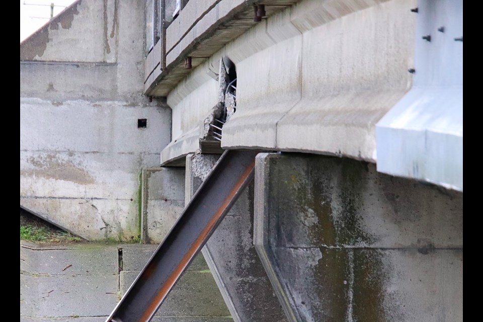 A semi-truck struck the 112th Street overpass in Delta Thursday afternoon.