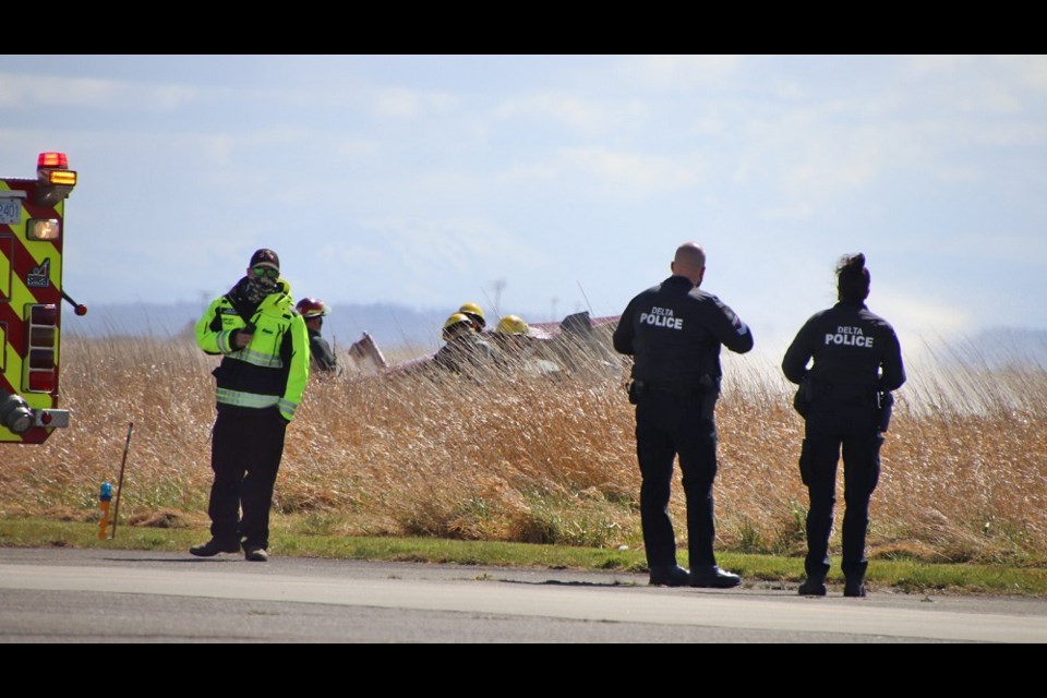 Delta Fire, Delta Police and paramedics responded to a small plane crash at the Boundary Bay Airport Saturday morning.
