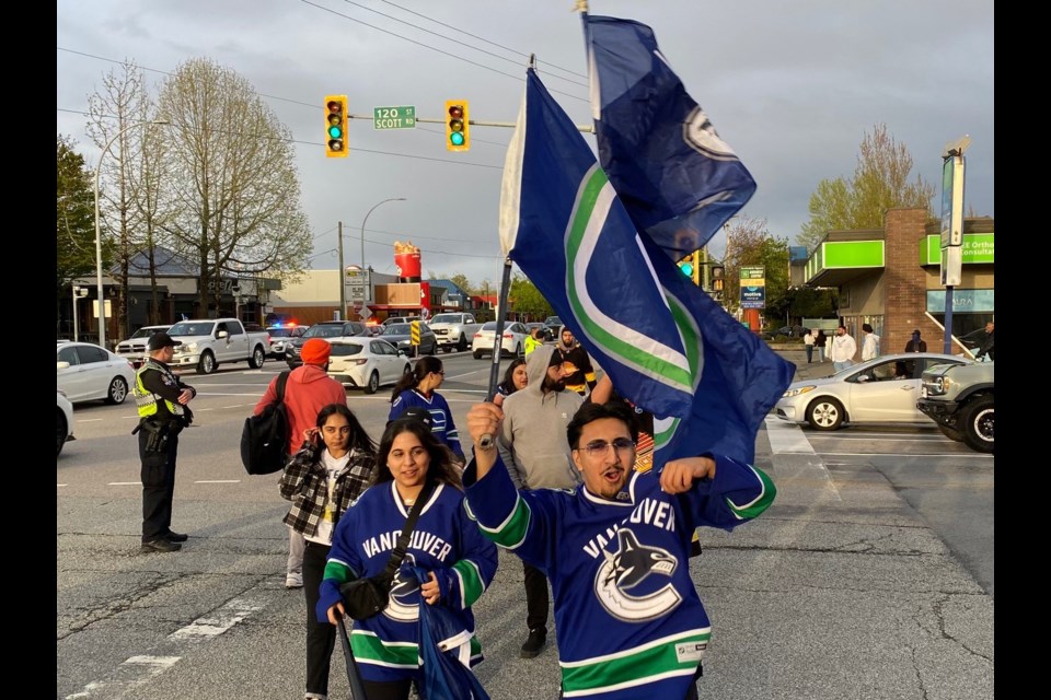 The intersection at the Surrey, Delta border has become the place to go for playoff victory celebrations, although the events are unsanctioned.