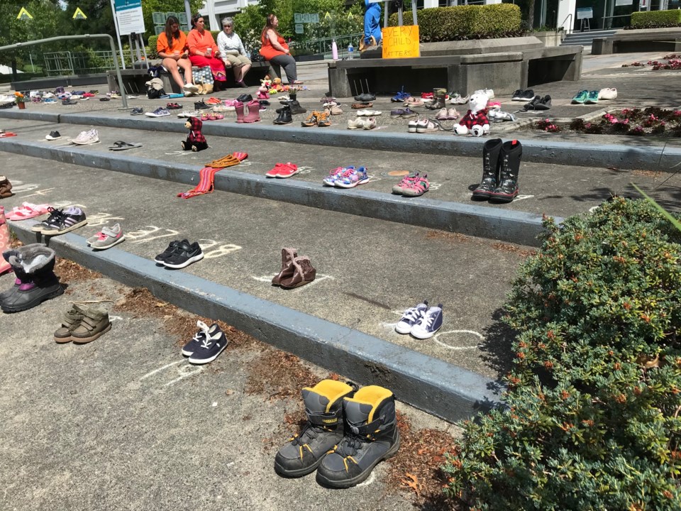 shoes at delta city hall remembering 215 first nations children in kamloops 2