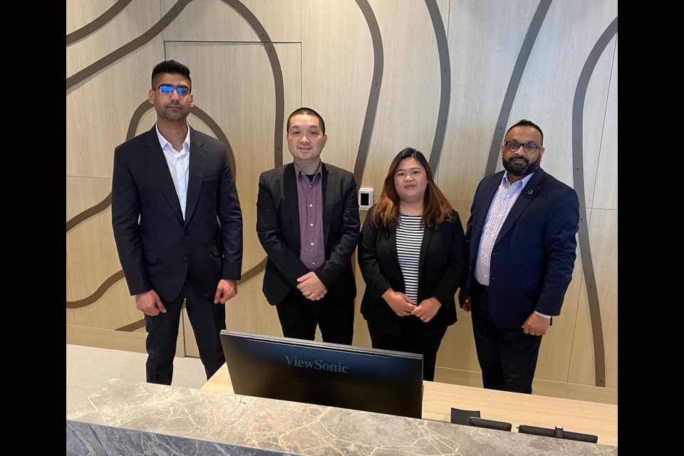 The hotel’s leadership team (left to right): sales director Pavel Randhawa, general manager Sam Yu, guest services manager Cristine Andaya and housekeeping manager Mahesh Hettiarachchi.