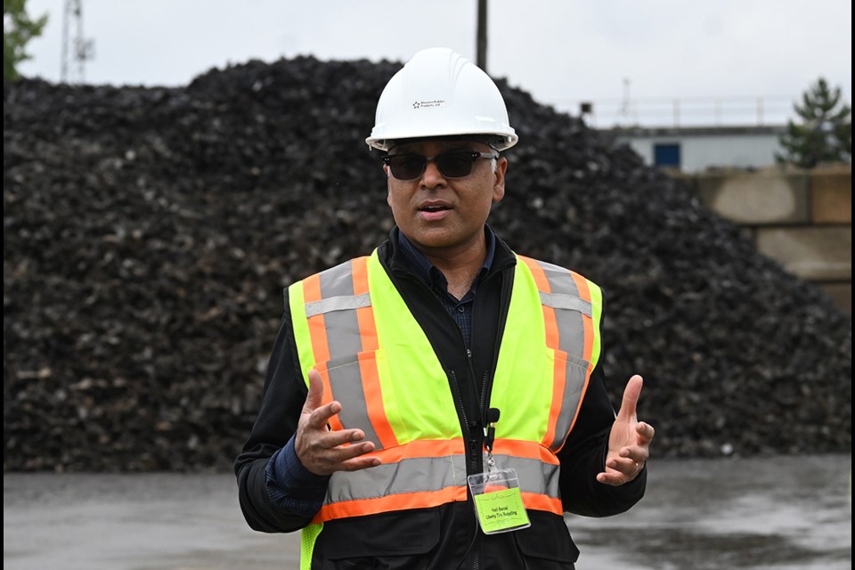Neil Bansal, Regional Vice-President of Western Rubber Products, led a tour of the Annacis Island facility on Monday. 