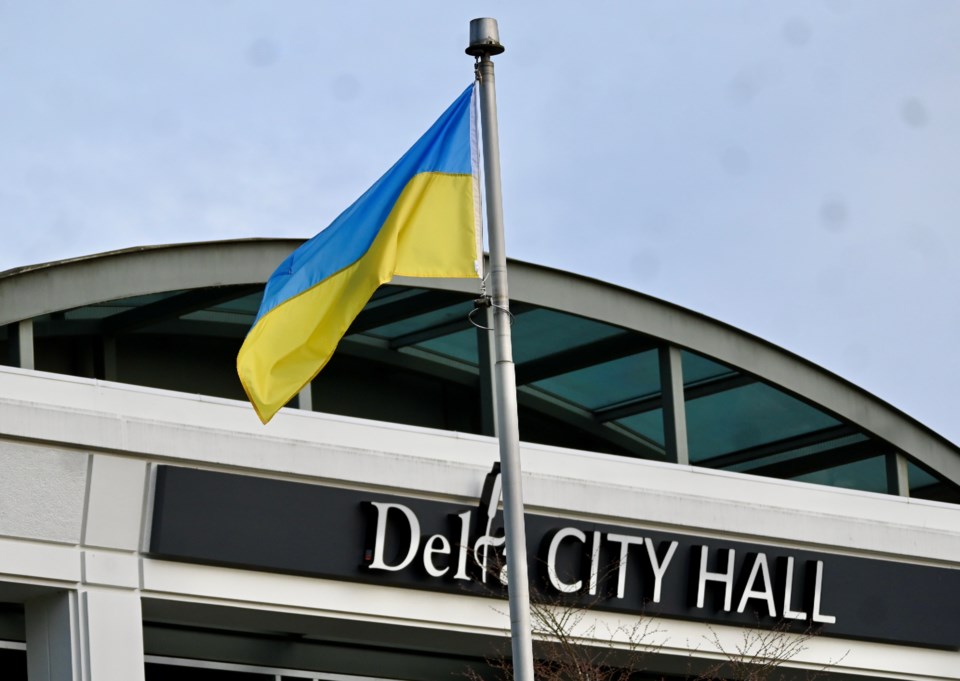 Ukranian flag at city hall